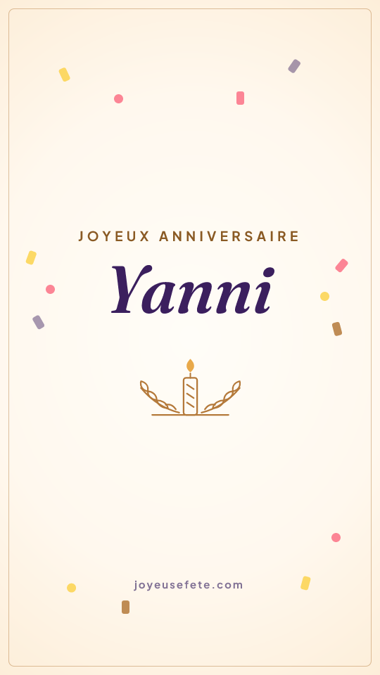 Image « Joyeux anniversaire Yanni » au format story