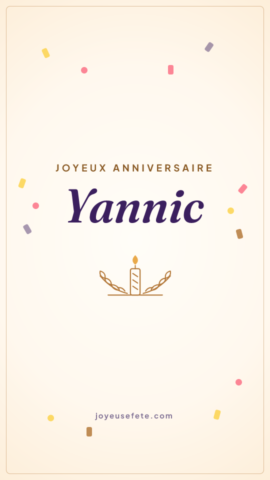Image « Joyeux anniversaire Yannic » au format story