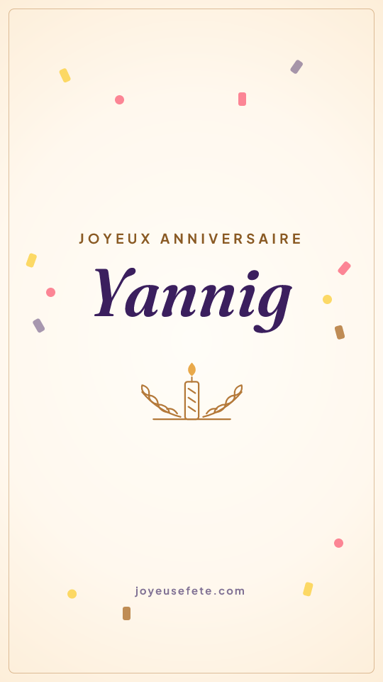 Image « Joyeux anniversaire Yannig » au format story