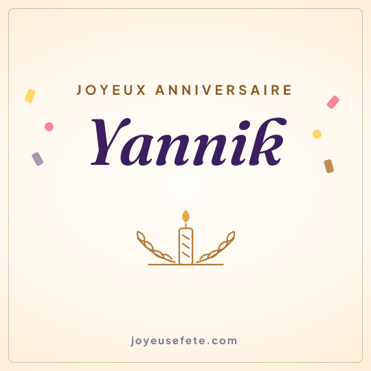 Image carrée « Joyeux anniversaire Yannik » pour WhatsApp