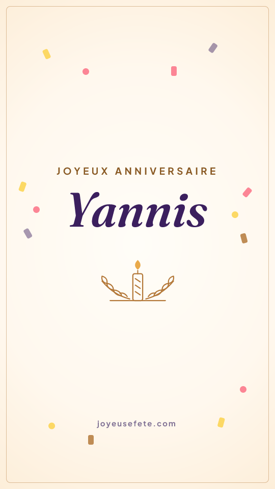 Image « Joyeux anniversaire Yannis » au format story