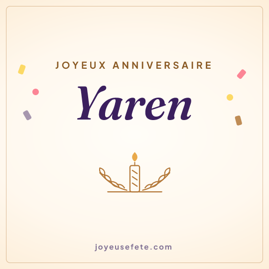 Image carrée « Joyeux anniversaire Yaren » pour WhatsApp