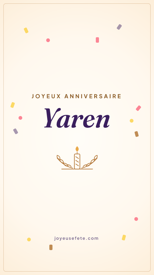 Image « Joyeux anniversaire Yaren » au format story