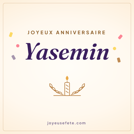 Image carrée « Joyeux anniversaire Yasemin » pour WhatsApp