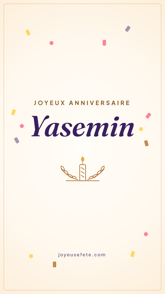 Image « Joyeux anniversaire Yasemin » au format story