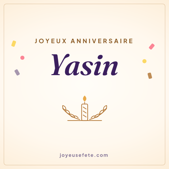 Image carrée « Joyeux anniversaire Yasin » pour WhatsApp