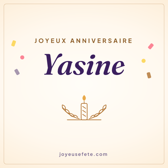 Image carrée « Joyeux anniversaire Yasine » pour WhatsApp