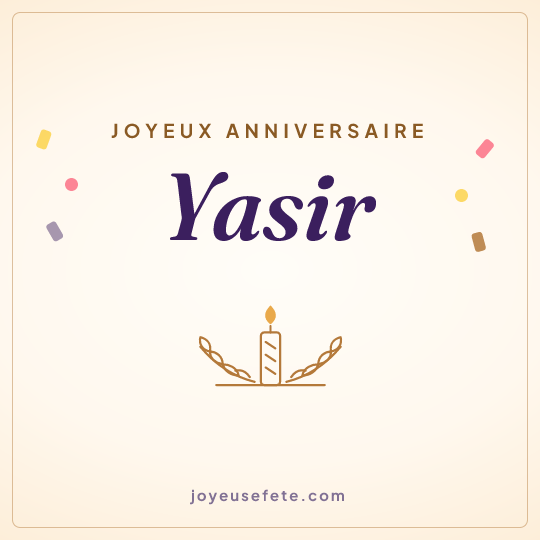 Image carrée « Joyeux anniversaire Yasir » pour WhatsApp