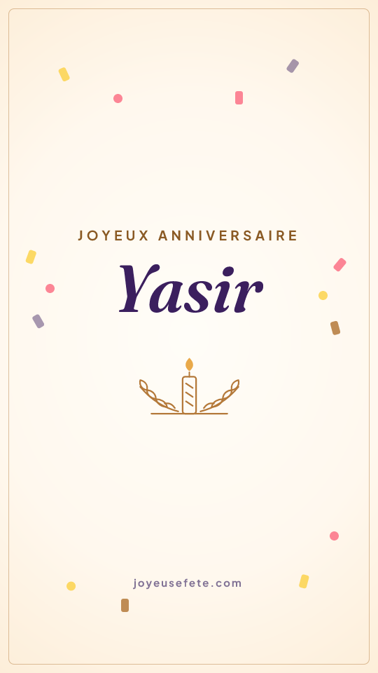 Image « Joyeux anniversaire Yasir » au format story