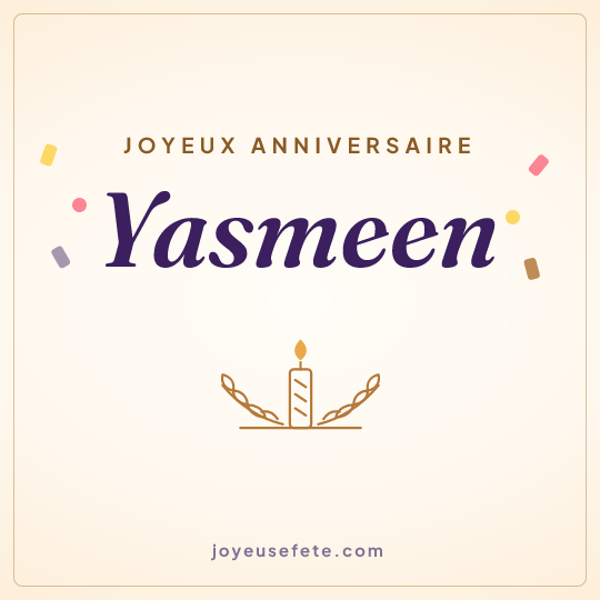 Image carrée « Joyeux anniversaire Yasmeen » pour WhatsApp