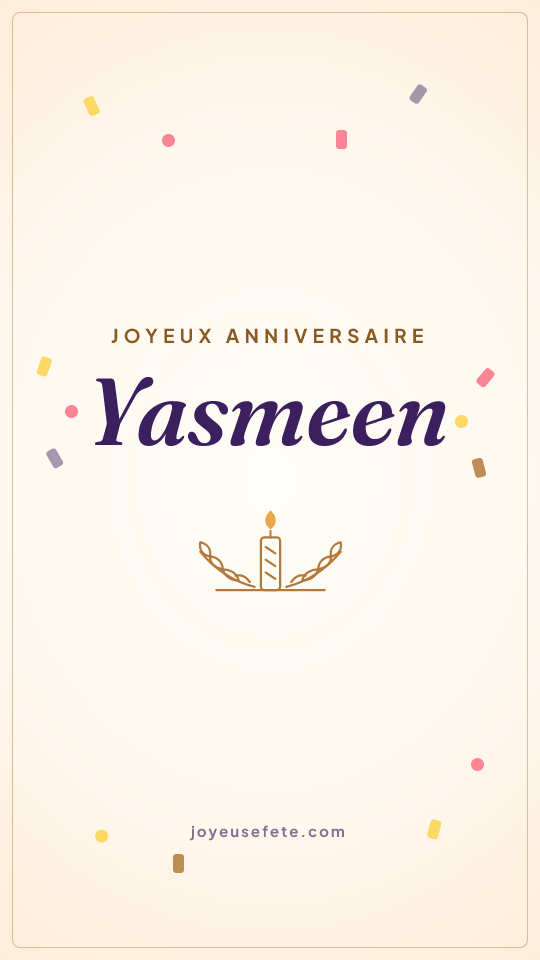 Image « Joyeux anniversaire Yasmeen » au format story
