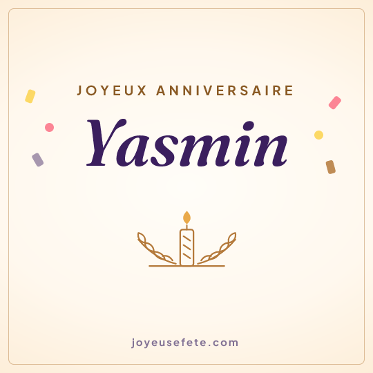 Image carrée « Joyeux anniversaire Yasmin » pour WhatsApp