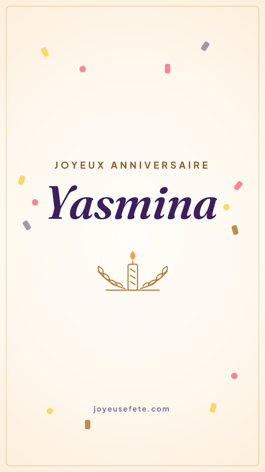 Image « Joyeux anniversaire Yasmina » au format story
