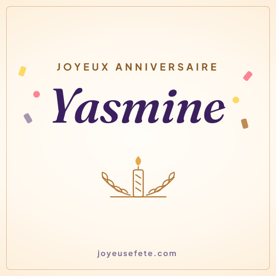 Image carrée « Joyeux anniversaire Yasmine » pour WhatsApp