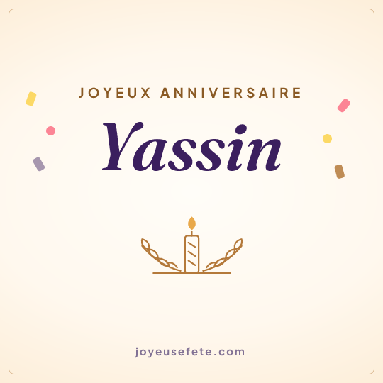 Image carrée « Joyeux anniversaire Yassin » pour WhatsApp
