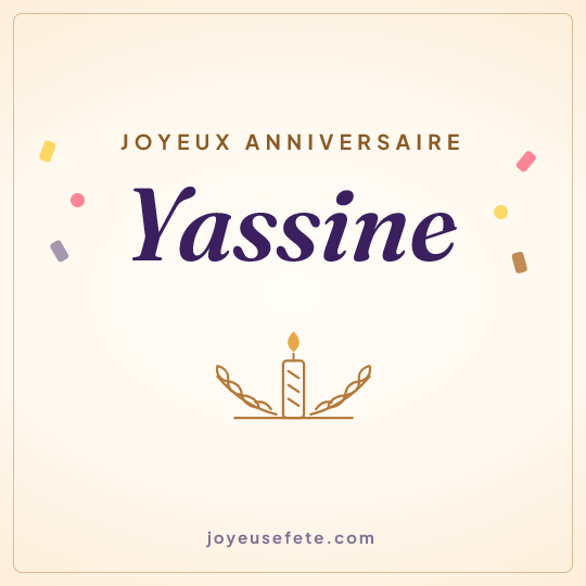 Image carrée « Joyeux anniversaire Yassine » pour WhatsApp