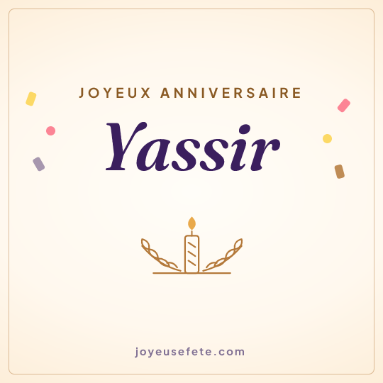 Image carrée « Joyeux anniversaire Yassir » pour WhatsApp