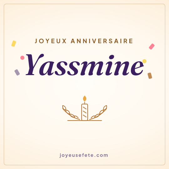 Image carrée « Joyeux anniversaire Yassmine » pour WhatsApp