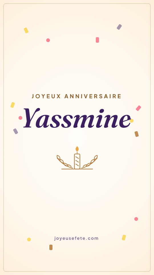 Image « Joyeux anniversaire Yassmine » au format story