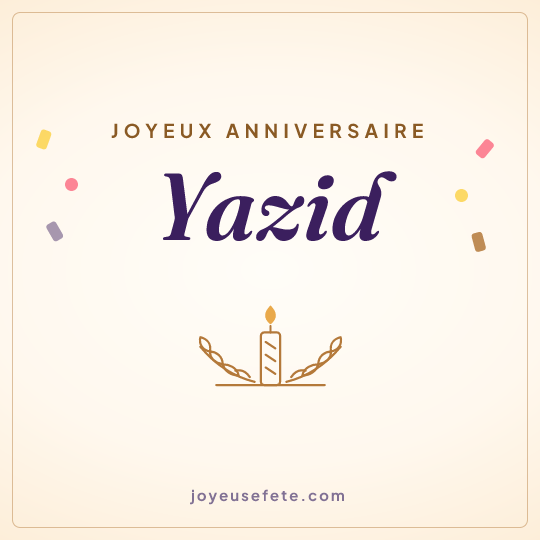 Image carrée « Joyeux anniversaire Yazid » pour WhatsApp