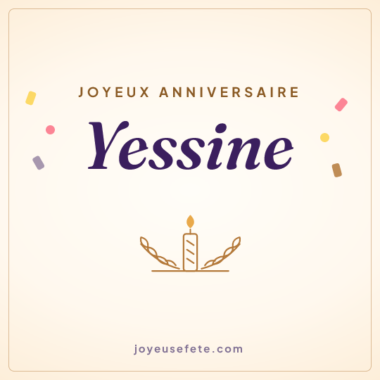 Image carrée « Joyeux anniversaire Yessine » pour WhatsApp