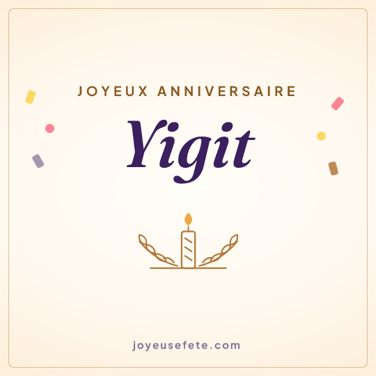Image carrée « Joyeux anniversaire Yigit » pour WhatsApp