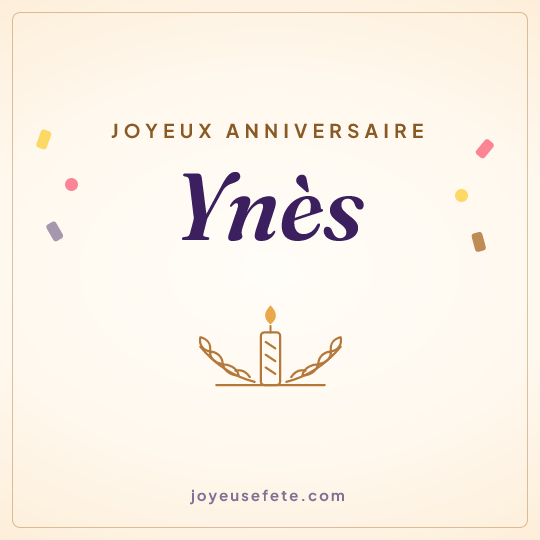 Image carrée « Joyeux anniversaire Ynès » pour WhatsApp