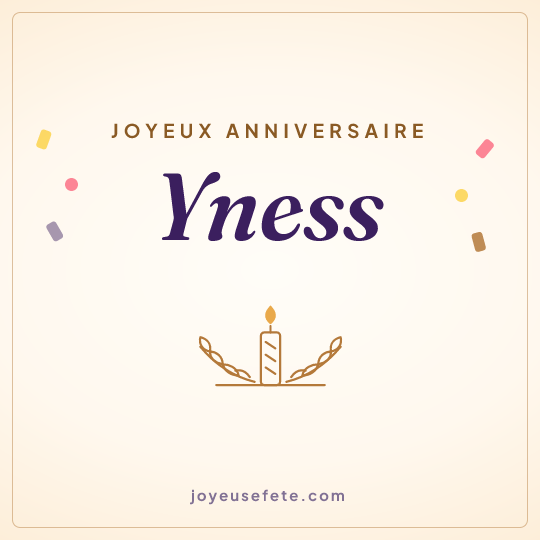 Image carrée « Joyeux anniversaire Yness » pour WhatsApp