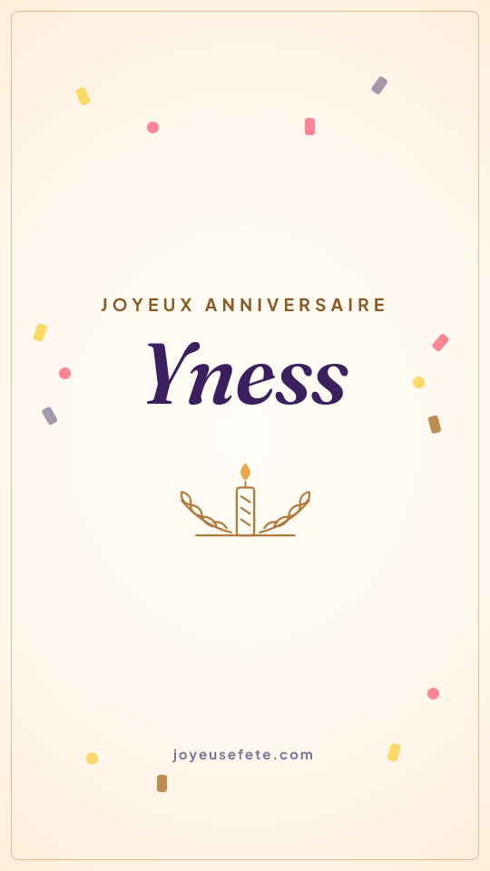 Image « Joyeux anniversaire Yness » au format story