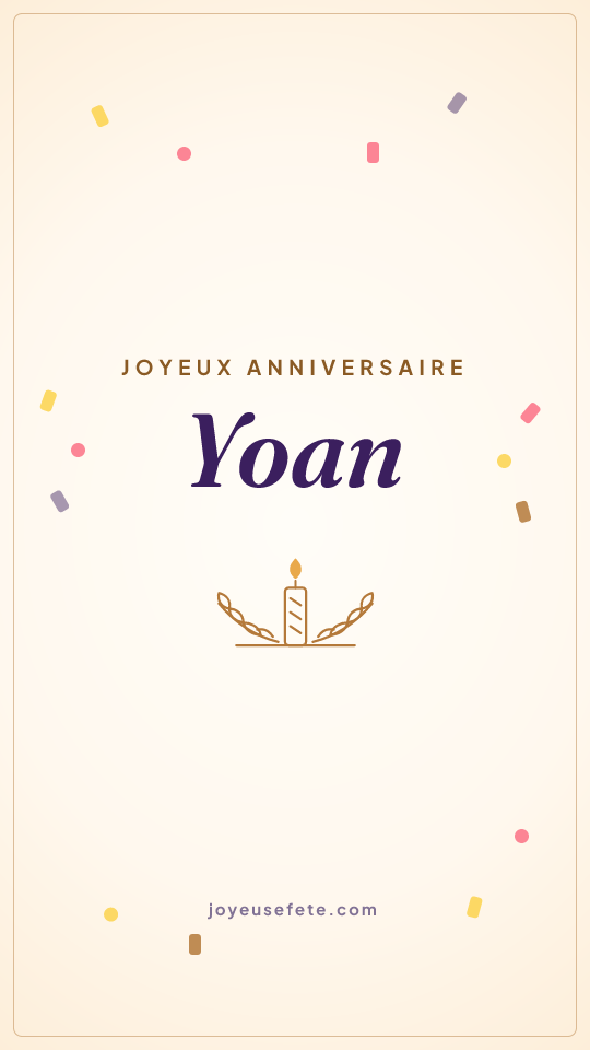 Image « Joyeux anniversaire Yoan » au format story