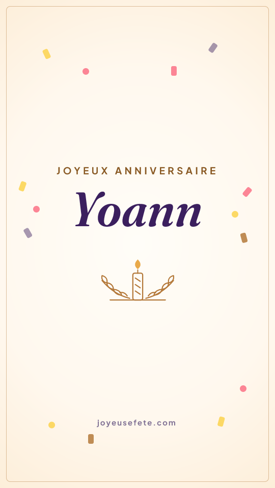 Image « Joyeux anniversaire Yoann » au format story