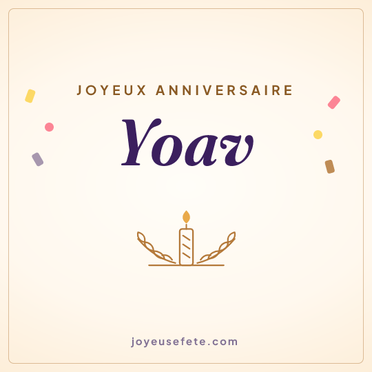 Image carrée « Joyeux anniversaire Yoav » pour WhatsApp