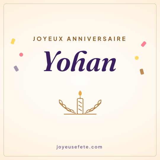 Image carrée « Joyeux anniversaire Yohan » pour WhatsApp