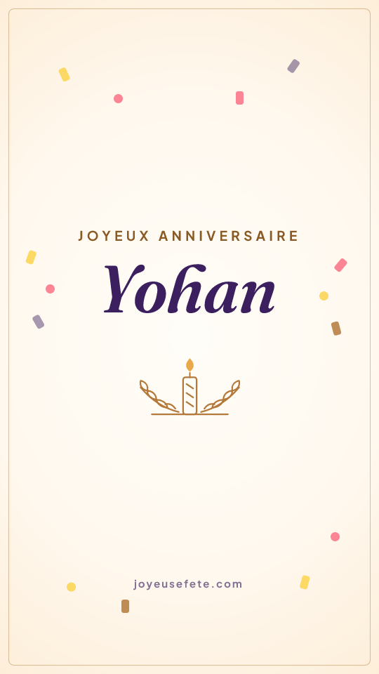 Image « Joyeux anniversaire Yohan » au format story