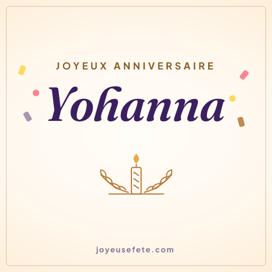 Image carrée « Joyeux anniversaire Yohanna » pour WhatsApp