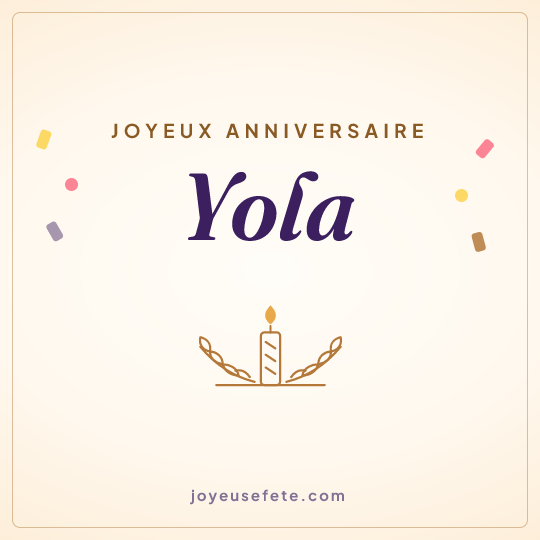 Image carrée « Joyeux anniversaire Yola » pour WhatsApp