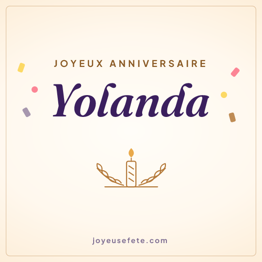 Image carrée « Joyeux anniversaire Yolanda » pour WhatsApp