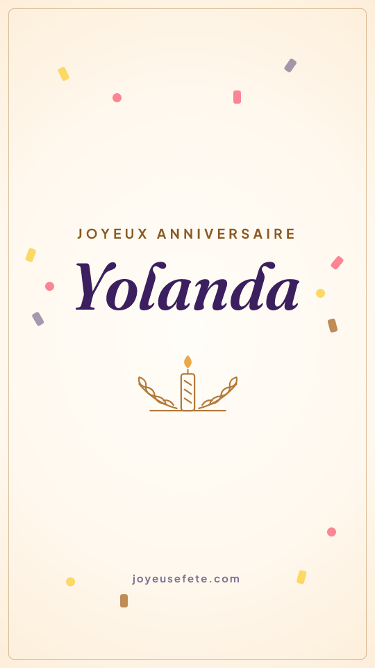 Image « Joyeux anniversaire Yolanda » au format story
