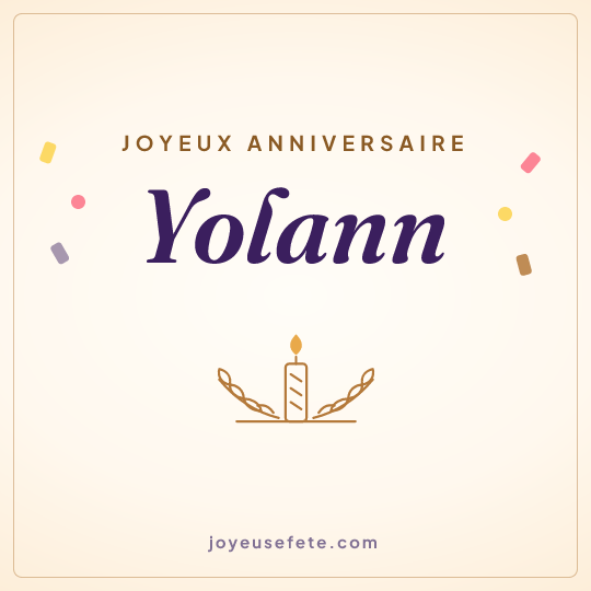 Image carrée « Joyeux anniversaire Yolann » pour WhatsApp