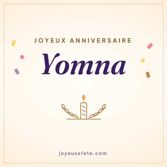 Image carrée « Joyeux anniversaire Yomna » pour WhatsApp