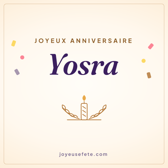 Image carrée « Joyeux anniversaire Yosra » pour WhatsApp