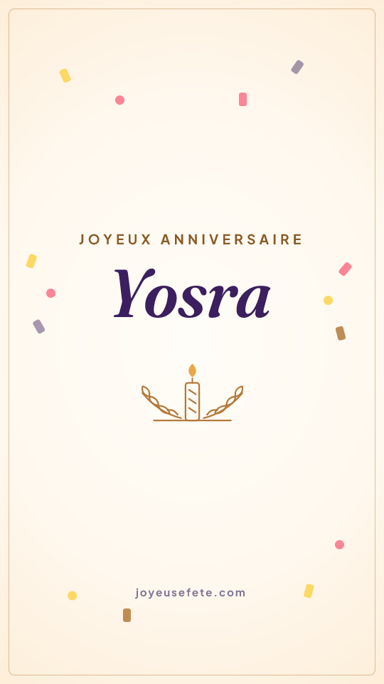 Image « Joyeux anniversaire Yosra » au format story