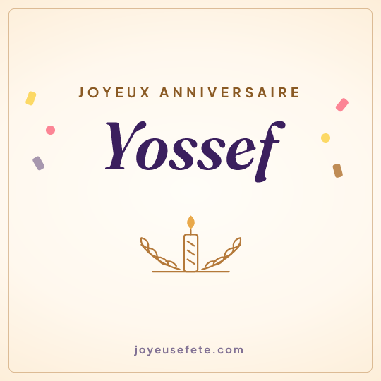 Image carrée « Joyeux anniversaire Yossef » pour WhatsApp