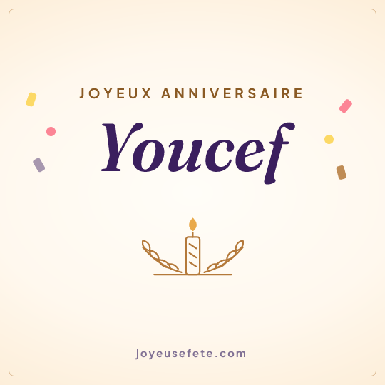 Image carrée « Joyeux anniversaire Youcef » pour WhatsApp