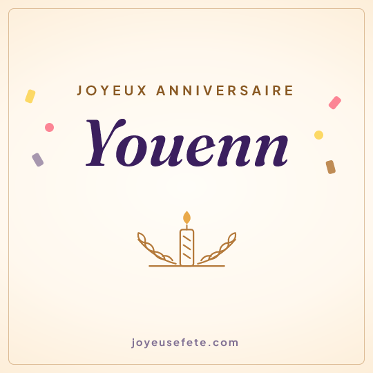 Image carrée « Joyeux anniversaire Youenn » pour WhatsApp