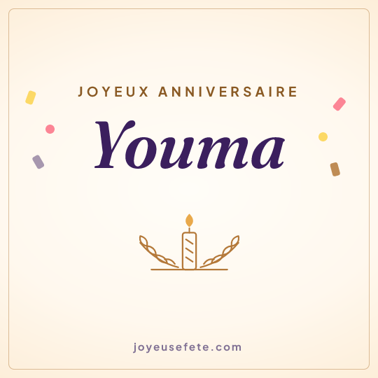 Image carrée « Joyeux anniversaire Youma » pour WhatsApp