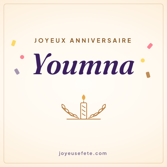 Image carrée « Joyeux anniversaire Youmna » pour WhatsApp