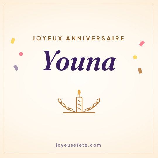 Image carrée « Joyeux anniversaire Youna » pour WhatsApp