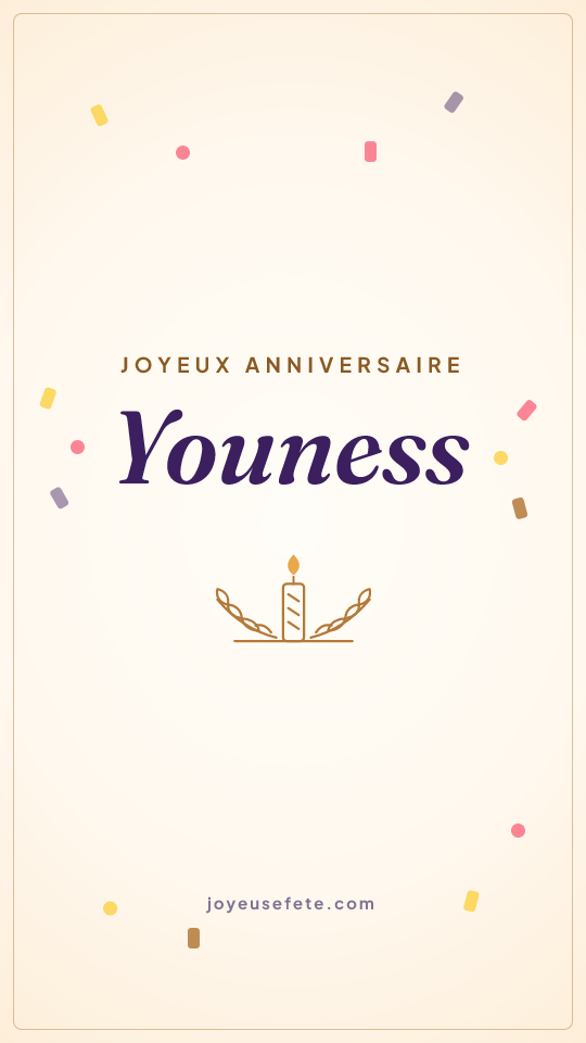 Image « Joyeux anniversaire Youness » au format story