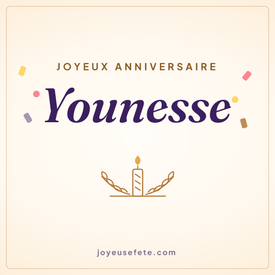 Image carrée « Joyeux anniversaire Younesse » pour WhatsApp
